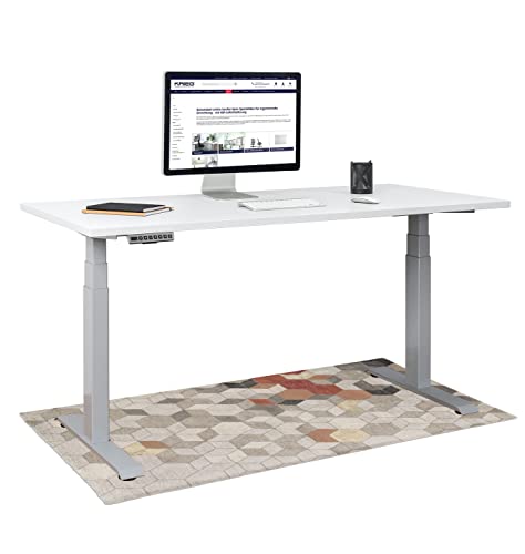 KRIEG HighDesk PRO Höhenverstellbarer Schreibtisch (Silber + Weiß I 200 x 80 cm) - Elektrischer Sitz- & Stehtisch mit Tischplatte - Stehschreibtisch Elektrisch Höhenverstellbar von KRIEG