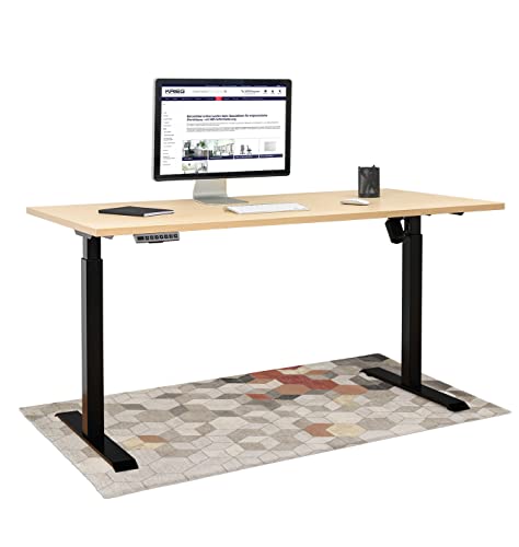 KRIEG HighDesk SMART Höhenverstellbarer Schreibtisch (Schwarz + Ahorn I 120 x 70 cm) - Elektrischer Sitz- & Stehtisch mit Tischplatte - Stehschreibtisch Elektrisch Höhenverstellbar von KRIEG