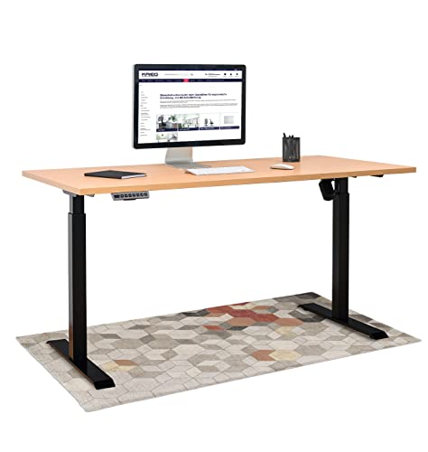 KRIEG HighDesk SMART Höhenverstellbarer Schreibtisch (Schwarz + Buche I 120 x 70 cm) - Elektrischer Sitz- & Stehtisch mit Tischplatte - Stehschreibtisch Elektrisch Höhenverstellbar von KRIEG