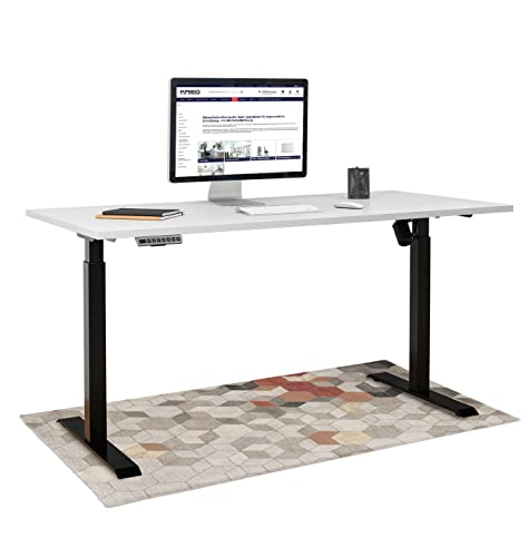 KRIEG HighDesk SMART Höhenverstellbarer Schreibtisch (Schwarz + Weiß I 160 x 80 cm) - Elektrischer Sitz- & Stehtisch mit Tischplatte - Stehschreibtisch Elektrisch Höhenverstellbar von KRIEG