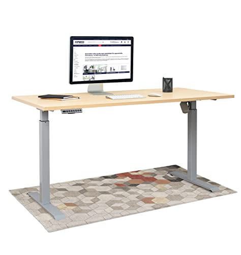 KRIEG HighDesk SMART Höhenverstellbarer Schreibtisch (Silber + Ahorn I 160 x 70 cm) - Elektrischer Sitz- & Stehtisch mit Tischplatte - Stehschreibtisch Elektrisch Höhenverstellbar von KRIEG