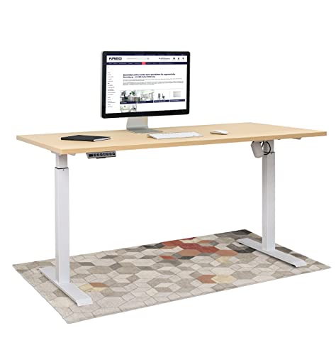 KRIEG HighDesk SMART Höhenverstellbarer Schreibtisch (Weiß + Ahorn I 160 x 70 cm) - Elektrischer Sitz- & Stehtisch mit Tischplatte - Stehschreibtisch Elektrisch Höhenverstellbar von KRIEG