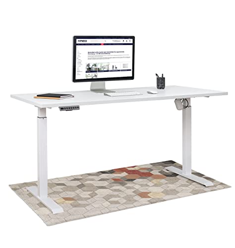 KRIEG HighDesk SMART Höhenverstellbarer Schreibtisch (Weiß + Weiß I 140 x 80 cm) - Elektrischer Sitz- & Stehtisch mit Tischplatte - Stehschreibtisch Elektrisch Höhenverstellbar von KRIEG
