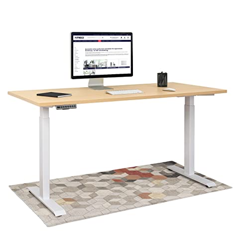 KRIEG HighDesk Basic Höhenverstellbarer Schreibtisch (120 x 80 cm I Weiß + Ahorn) - Elektrischer Sitz- & Stehtisch mit Tischplatte - Stehschreibtisch Elektrisch Höhenverstellbar von KRIEG