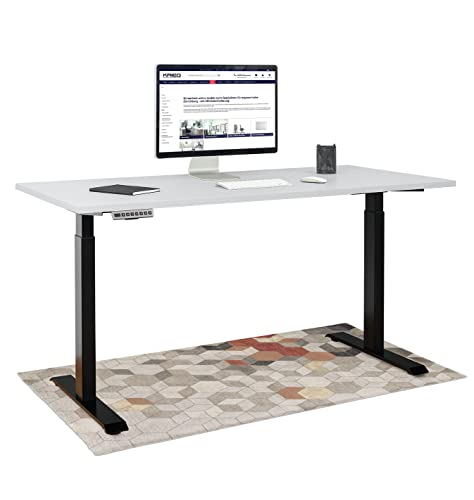 KRIEG HighDesk Basic Höhenverstellbarer Schreibtisch (140 x 80 cm I Schwarz + Grau) - Elektrischer Sitz- & Stehtisch mit Tischplatte - Stehschreibtisch Elektrisch Höhenverstellbar von KRIEG