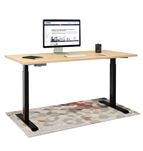 KRIEG HighDesk Basic Höhenverstellbarer Schreibtisch (160 x 70 cm I Schwarz + Ahorn) - Elektrischer Sitz- & Stehtisch mit Tischplatte - Stehschreibtisch Elektrisch Höhenverstellbar von KRIEG