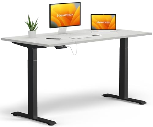 KRIEG HighDesk Basic Höhenverstellbarer Schreibtisch 140 x 80 cm I Schwarz + Weiß - Elektrischer Sitz- & Stehtisch mit Tischplatte - Stehschreibtisch Elektrisch Höhenverstellbar von KRIEG