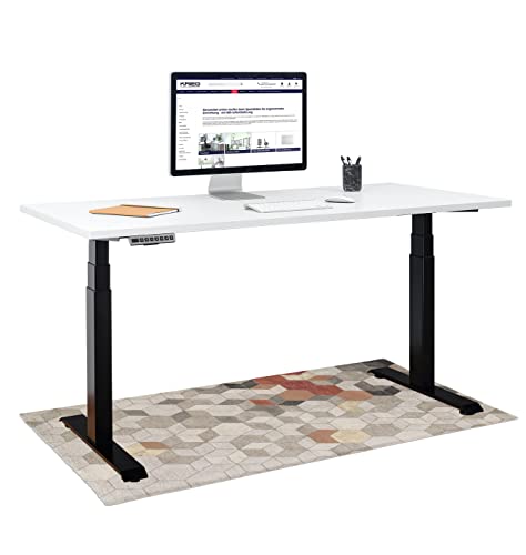 KRIEG HighDesk PRO Höhenverstellbarer Schreibtisch (Schwarz + Weiß I 180 x 80 cm) - Elektrischer Sitz- & Stehtisch mit Tischplatte - Stehschreibtisch Elektrisch Höhenverstellbar von KRIEG