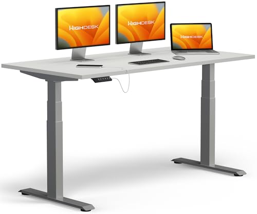 KRIEG HighDesk PRO Höhenverstellbarer Schreibtisch 160 x 80 cm I Silber + Weiß - Elektrischer Sitz- & Stehtisch mit Tischplatte - Stehschreibtisch Elektrisch Höhenverstellbar KRIEG HighDesk PRO Höhenverstellbarer Schreibtisch 160 x 80 cm I Silber + Weiß - Elektrischer Sitz- & Stehtisch mit Tischplatte - Stehschreibtisch Elektrisch Höhenverstellbar von KRIEG