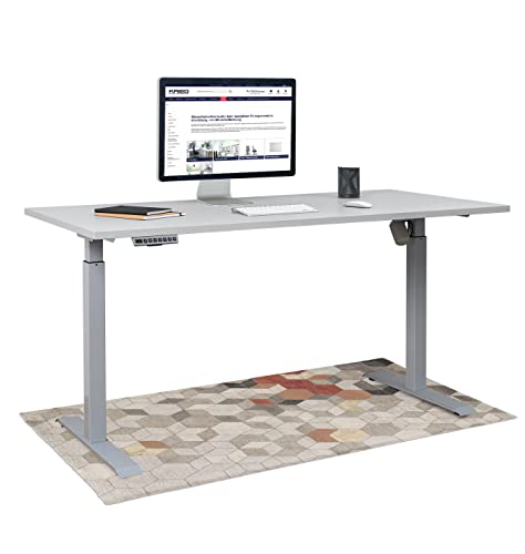 KRIEG HighDesk SMART Höhenverstellbarer Schreibtisch (Silber + Grau I 140 x 80 cm) - Elektrischer Sitz- & Stehtisch mit Tischplatte - Stehschreibtisch Elektrisch Höhenverstellbar von KRIEG