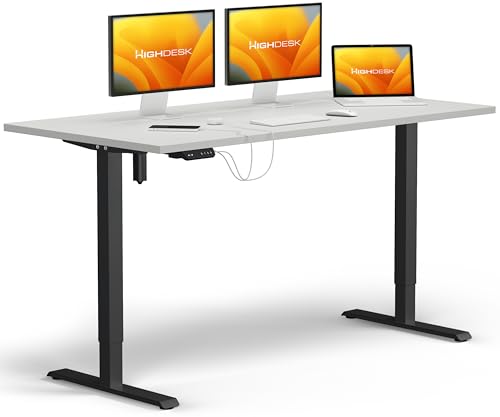 KRIEG HighDesk SMART Höhenverstellbarer Schreibtisch 160 x 70 cm I Schwarz + Weiß - Elektrischer Sitz- & Stehtisch mit Tischplatte - Stehschreibtisch Elektrisch Höhenverstellbar von KRIEG