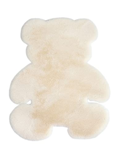 KRIPINC Bär Lammfell Schaffell Teppich, Kunstfell Teppich, Teppich Weich Flauschig, Zotteliger Teppich, rutschfeste Teppich Shaggy für Wohnzimmer Schlafzimmer Kinderzimmer (75x105cm, Beige) von KRIPINC