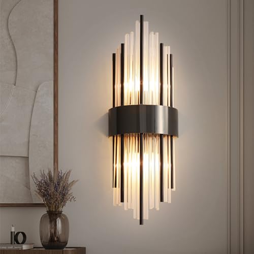 KRIPINC Moderne Glas-Wandleuchten, Einfache Glasröhre Wandleuchte, E14 Glas Vintage Wandlampe, Vintage Deko, Wandleuchte Modern für Wohnzimmer Schlafzimmer Nachttisch Korridor(Schwarz) von KRIPINC