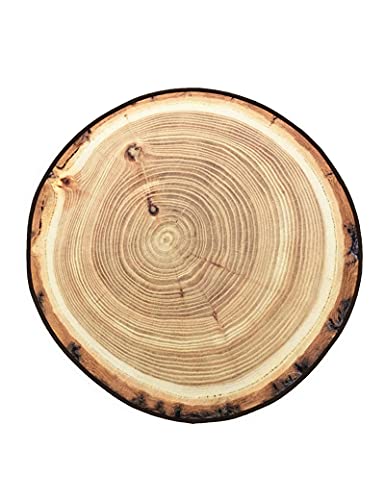 KRIPINC Teppich Holzoptik 3D Vintage, Teppich Rund 120 Kurzflor Jahresringmuster für Wohnzimmer, Schlafzimmer, Kinderzimmer (120x120cm, Stil B) von KRIPINC