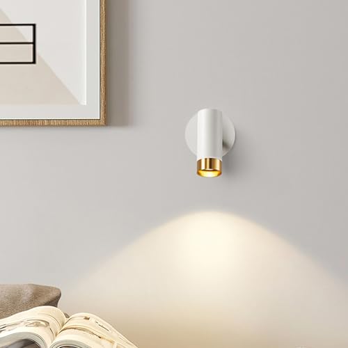 KRIPINC Vintage Industriell Leselampe Wandmontage, Schwenkbar Nachttischlampe Wandmontage, E27 5W LED Verstellbare Wandlampe mit Schalter, Wandstrahler für Wohnzimmer, Schlafzimmer (Weiß) von KRIPINC