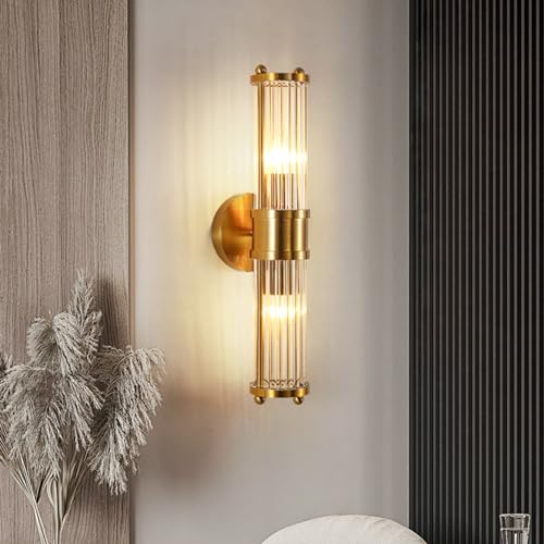 KRIPINC Wandleuchte Innen, Wandleuchten aus Glas, Gold Wandleuchten, E14 Wandlampe, Kreative Wandleuchten, Vintage Deko, Wandleuchte Modern für Wohnzimmer Schlafzimmer Nachttisch Badezimmer von KRIPINC