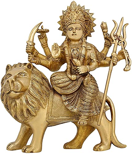 Messing-Statue Ma Durga MATA Rani Hindu-Idol für Zuhause, Mandir, 26,7 cm, religiöse Geschenke von KRISHA KRAFTS