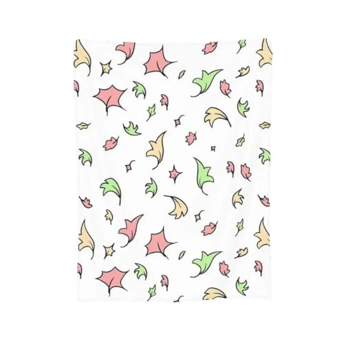 KRISIN Heartstopper Überwurfdecke mit Blättern, weiche, warme Flanell-Überwurfdecke, Plüschdecke für Bett, Wohnzimmer, Picknick, Zuhause, Reisen, Sofa, P1, 100 x 130 cm von KRISIN