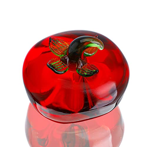 KRISININE Handgeblasenes Glas rote Tomate Figur Kristall Obst Sammlerstück Figuren Kunst Glas Miniatur Ornament Tischplatte Schreibtisch Briefbeschwerer Glas Weihnachtsdekoration für Zuhause von KRISININE