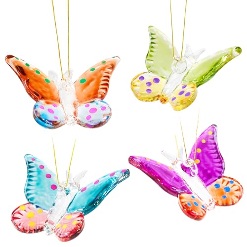 Set mit 4 mundgeblasenen Kristall-Schmetterlingen, hängende Figuren, Glas-Schmetterlinge, Ornamente für Weihnachtsbaum, dekorative Geschenke Set mit 4 mundgeblasenen Kristall-Schmetterlingen, hängende Figuren, Glas-Schmetterlinge, Ornamente für Weihnachtsbaum, dekorative Geschenke von KRISININE