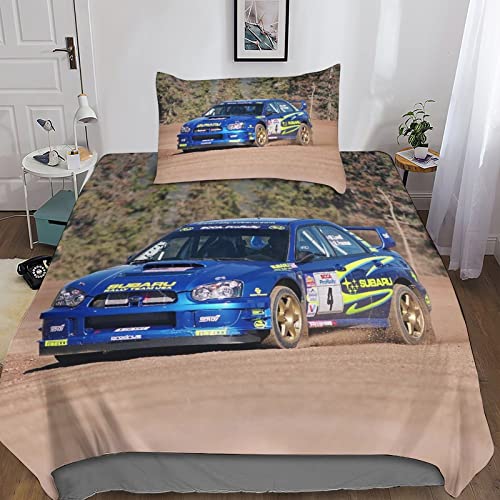 WRC-Car Race Tröster Startseite Satz, Kinder Bettwäsche Satz Bettbezug Für Jugendliche Jugend Schlafzimmer Dekor 3 Teilig Sets Single（135x200cm） von KRIVS