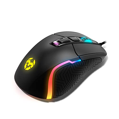 KROM KICK - Gaming-Maus, RGB Rainbow, PixArt 3327 optischer Sensor bis zu 12000 DPI, 6 DPI-Stufen (800-6200), erweiterte Software, schwarz von KROM