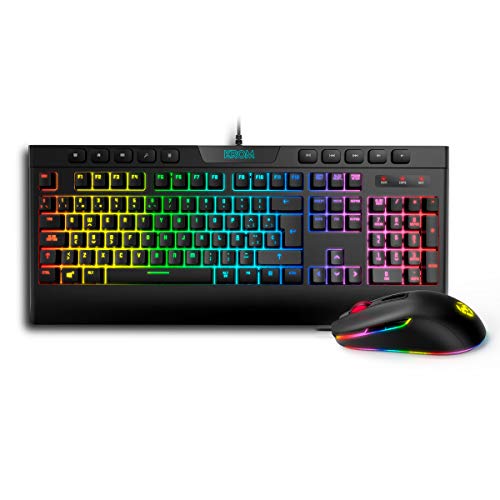 KROM KALYOS - Gaming Keyboard + Mouse Combo - Backlit RGB membrada Tastatur, Maus mit optischem Sensor 6400 DPI LED 6 Farben, spanisches Layout, schwarz. KROM KALYOS - Gaming Keyboard + Mouse Combo - Backlit RGB membrada Tastatur, Maus mit optischem Sensor 6400 DPI LED 6 Farben, spanisches Layout, schwarz. von KROM