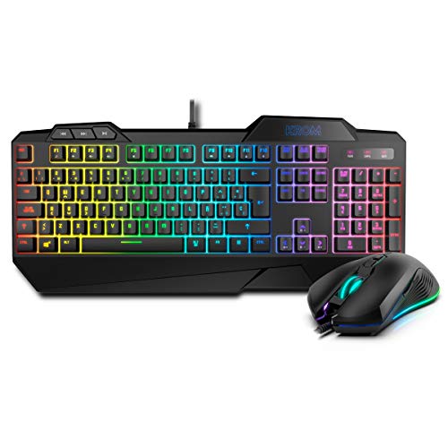 KROM KRUSHER - Gaming Combo Keyboard + Mouse - Semi-Mechanische Tastatur mit Hintergrundbeleuchtung, Maus mit optischem Sensor 6400 DPI LED 6 Farben, schwarz KROM KRUSHER - Gaming Combo Keyboard + Mouse - Semi-Mechanische Tastatur mit Hintergrundbeleuchtung, Maus mit optischem Sensor 6400 DPI LED 6 Farben, schwarz von KROM