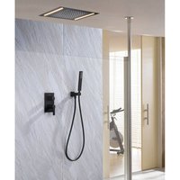 Komposition Komplettdusche mattschwarz eingebettet led Messing Komposition von KROOS®