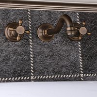 Kroos ® - Mélangeur lavabo mural poignées croisillons rétro Bronze von KROOS®