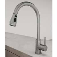 Kroos ® - Küchenmischbatterie mit ausziehbarer Handbrause - Nickel gebürstet von KROOS®