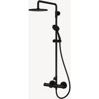 Kroos ® - kroos Thermostat-Duschsäule mattschwarz mit Messing-Badewanne von KROOS®