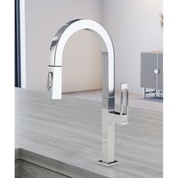Moderner hoher Spültischmischer mit Handbrause - Verchromt von KROOS®