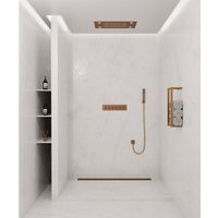 Thermostatgesteuerte Duschkomposition mit LED-Regenhimmel 800x600 mm- Roségold gebürstet von KROOS®