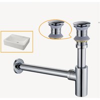 Zylindrischer Waschtischsiphon mit Ablauf ohne Überlauf aus Messing verchromt von KROOS®