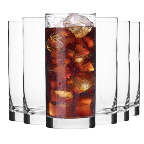 KROSNO | Longdrinkgläser für Wasser, Getränke und Säfte | Set 6 x 300 ml | Balance Kollektion | Glas Crystalline | Glattrand | Klassisches Design | Stabiler Boden | Für Partys und Partys | Für von KROSNO