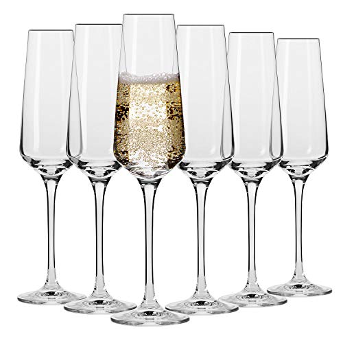 Krosno Sektgläser Champagner-Gläser Sektflöten | Set von 6 | 180 ML | Avant-Garde Kollektion | Proseccogläser | Perfekt für zu Hause Restaurants und Partys | Spülmaschinenfest von Krosno