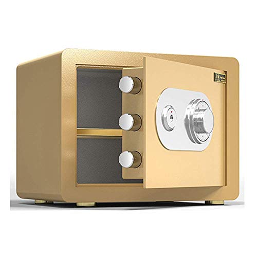 KRQDBCZ Sichere Box, langlebige feuerfeste wasserdichte Box, digitaler Sicherheitsschrank aus Stahl, mechanisch, diebstahlsicher und sicher, geeignet für (Schwarz) (Gold 30 X 38 X 30cm) von KRQDBCZ