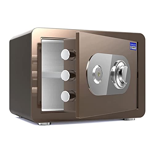 KRQDBCZ Starkbox, sicher und langlebig feuerfeste wasserdichte Safes klein für Zuhause 25 cm / 30 cm hoch und Diebstahlsichere Stahlaufbewahrungsbox (Brown H25cm) von KRQDBCZ