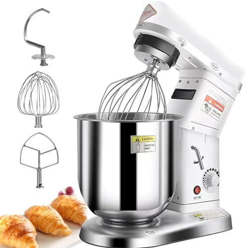 KRQDBCZ Teigmischer, Küchenmischer, 7L Kapazität 500W Teigknetmaschine - Gewerbliche Edelstahl-Schüssel mit Sicherheitsabdeckung – Ideale Bäckergeräte für Pizzerien & Restaurants von KRQDBCZ