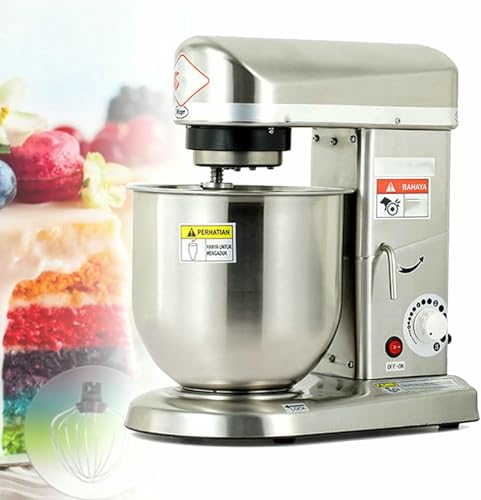 KRQDBCZ Teigmischer, kommerzieller elektrischer Standmischer, Schwerer Küchenlebensmittelmischer für Pizzerien und Restaurantbackbedürfnisse (Silver 7L) von KRQDBCZ