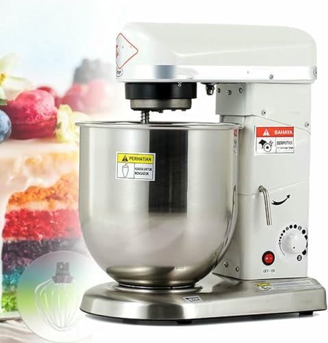 KRQDBCZ Teigmischer, kommerzieller elektrischer Standmischer, Schwerer Küchenlebensmittelmischer für Pizzerien und Restaurantbackbedürfnisse (White 10L) von KRQDBCZ