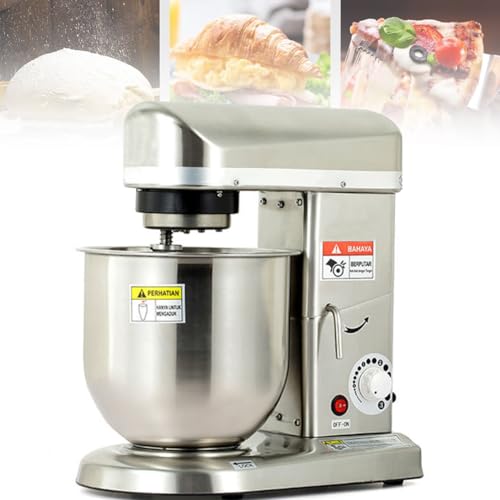 KRQDBCZ Teigmischer, kommerzieller elektrischer Standmixer, 3-Gang-Kippkopfd Design mit Edelstahlschüssel und Zubehör, ideal zum Backen, für Pizzerien und Restauranternutzung. (A 5L) von KRQDBCZ