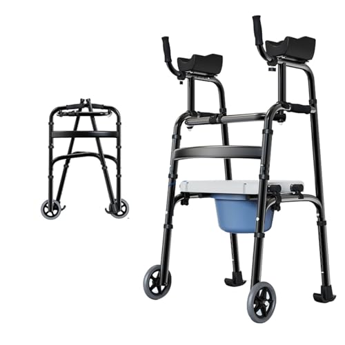 Stand-Assist Klappbarer Leichter Gehwagen, Aluminium GEH Hilfsrahmen mit 2 Rädern, Höhenverstellbarer Aufrechter Standard GEH-Rollator für ältere Menschen und Behinderte von KRQDBCZ
