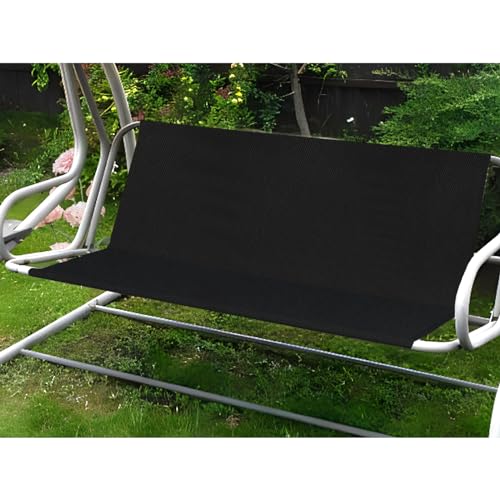 KRRRSJDJ Ersatz-Schaukelsitzbezug für Hollywoodschaukel,Gartenschaukel Sitzfläche Ersatz,wasserdichte 600D-Oxford-Stoff Gartenschaukel Sitzbezüge,Passform für 2-3Sitzer (148 * 52 * 52cm,Schwarz) von KRRRSJDJ