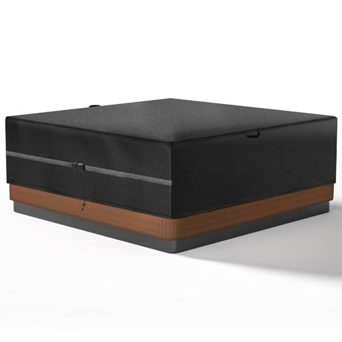 Whirlpool Abdeckung Wasserdicht,200×200×85cm,Hot Tub Abdeckung Winddicht,Whirlpool Schutzhülle mit Kordelzug und Tragegriff,420D Oxford-Stoff Anti-UV Staubdicht (Schwarz,200 * 200 * 85cm) von KRRRSJDJ