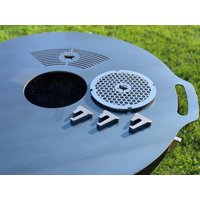 Plancha Grillplatte D 800 Mm Feuerplatte Stahl Als Set Inkl. Abstandshalter Und Edelstahl Mitteleinsatz von KRSteel