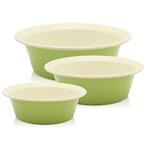 KRÜGER Emaille-Schüssel - Schüsselset aus 3 Schüsseln - schnitt- & kratzfeste Oberfläche - spülmaschinengeeignet - ideal für Salate & Naschereien. (Juist - pastellgrün, Set (20 + 24 + 28 cm)) von KRÜGER