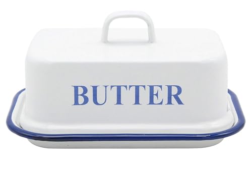 Karl Krüger Emaillierte Butterdose Serie Husum, 17 x 12 x 9 cm, 120252, Weiß mit Blauen Rand Karl Krüger Emaillierte Butterdose Serie Husum, 17 x 12 x 9 cm, 120252, Weiß mit Blauen Rand von Karl Krüger