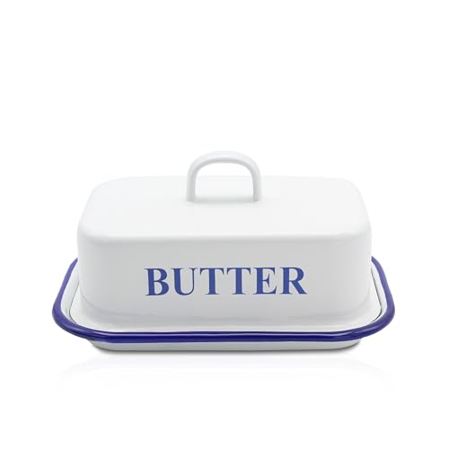 Krüger Butterdose Husum / Emaille Butterdose mit Deckel - für 250g Butter - robust und sehr langlebig - spülmaschinengeeignet von KRÜGER